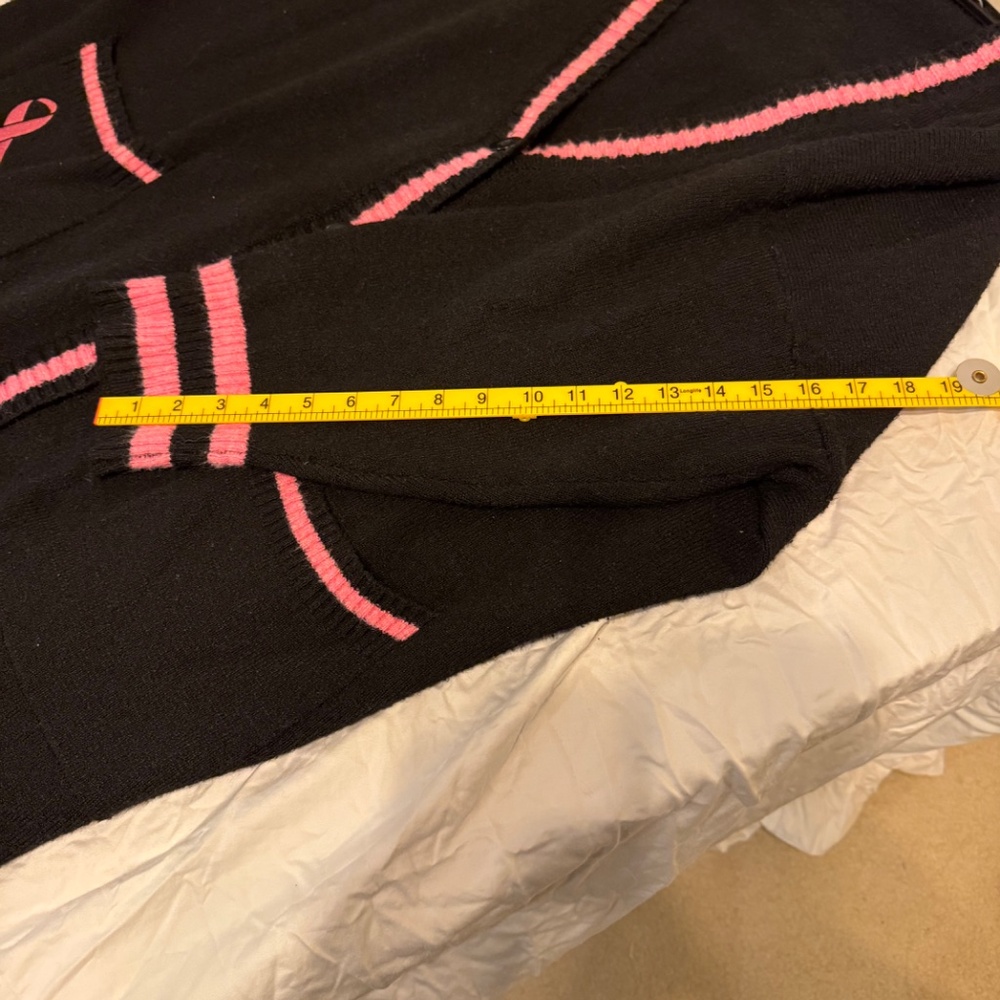 Torrid Pink-Trim breast cancer awareness Longline Cardigan — Black/Pink - Picture 7 of 12